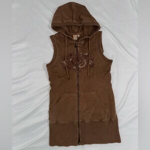 Y2K Roxy Distressed Hooded Vest